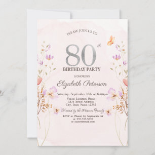 Invitación Flores silvestres de lavanda en acuarela Cumpleaño