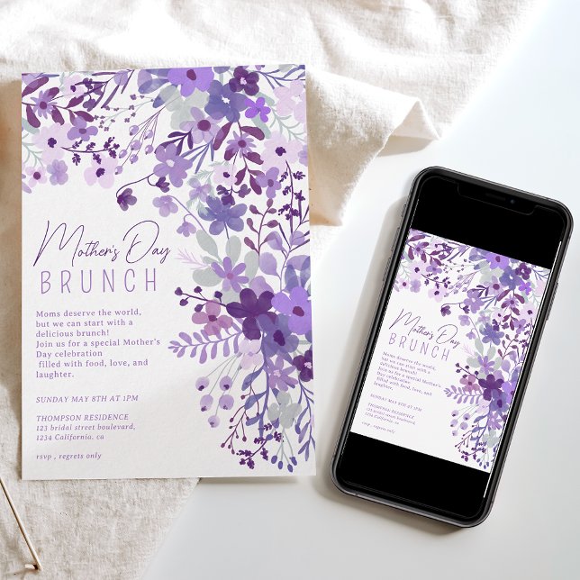 Invitación Flores silvestres de lavanda romántica primavera d (Subido por el creador)