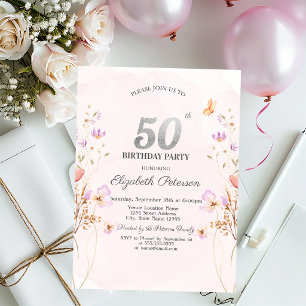 Invitación Flores silvestres de lila en acuarela Cumpleaños 5