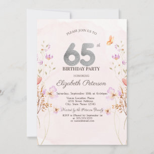 Invitación Flores silvestres de lila en acuarela Cumpleaños 6