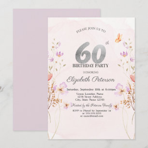 Invitación Flores silvestres de lila en acuarela Cumpleaños 6
