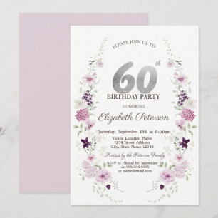Invitación Flores silvestres de lila en acuarela Cumpleaños 6