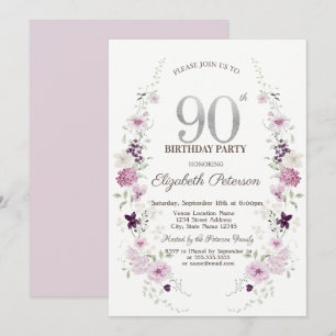 Invitación Flores silvestres de lila en acuarela Cumpleaños 9