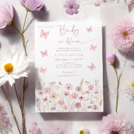 Invitación Flores silvestres de mariposa bebé en Baby Shower