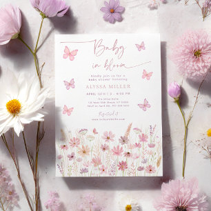 Invitación Flores silvestres de mariposa bebé en Baby Shower
