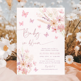 Invitación Flores silvestres de mariposa bebé en Baby Shower