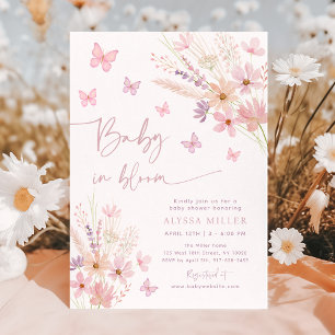 Invitación Flores silvestres de mariposa bebé en Baby Shower