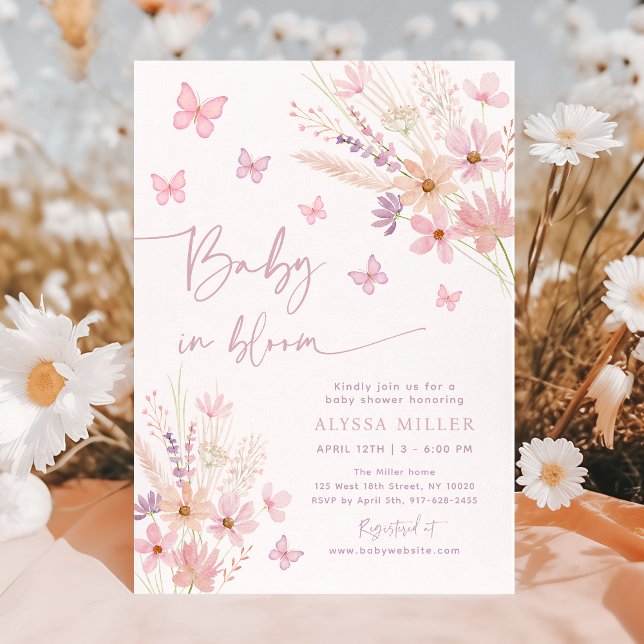 Invitación Flores silvestres de mariposa bebé en Baby Shower  (Subido por el creador)