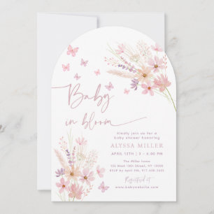 Invitación Flores silvestres de mariposa bebé en Baby Shower 