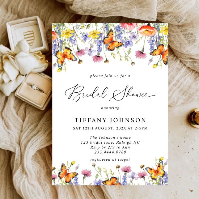 Invitación Flores silvestres de mariposas Floral Ducha de nov (Subido por el creador)