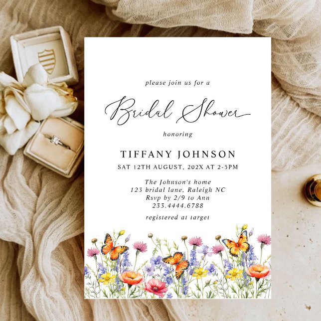 Invitación Flores silvestres de mariposas Floral Ducha de nov (Subido por el creador)