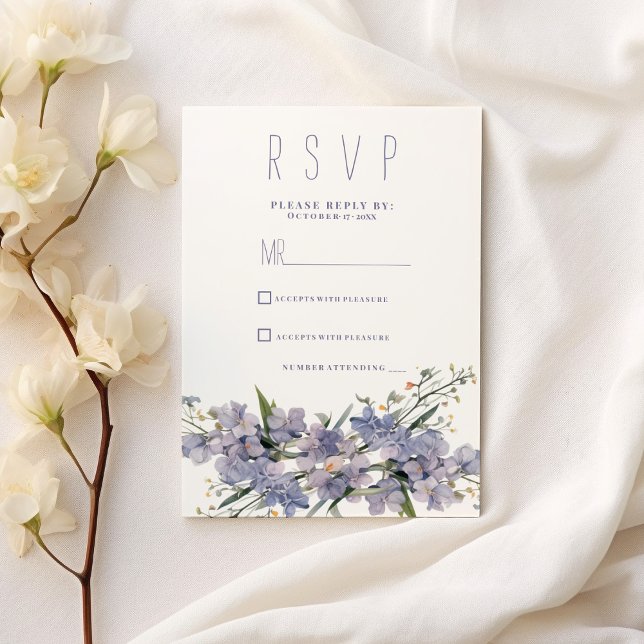 Invitación Flores silvestres de menta rosa azul Lavender RSVP (Lavender blue pink mint wildflowers RSVP)