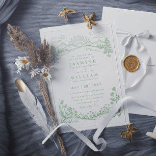 Invitación Flores Silvestres de Montaña Bosque Rústico Boda E