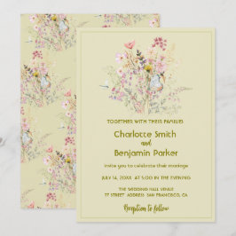 Invitación Flores silvestres de oro simple ramo boda floral