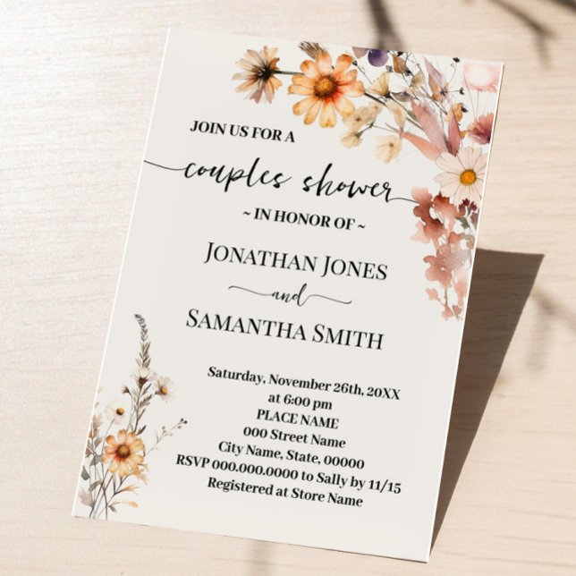 Invitación Flores silvestres de otoño Boho Parejas Wedding Du (Subido por el creador)