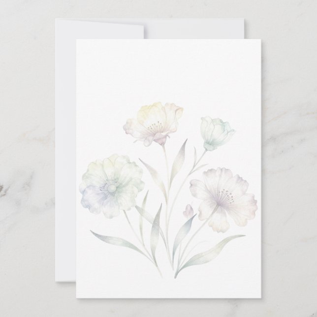 Invitación Flores Silvestres de Pastel Suave Acuarela Gracia (Anverso)