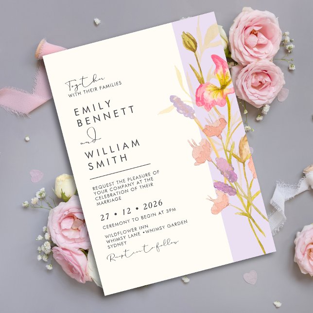 Invitación Flores silvestres de pradera Boda moderna boho rús (Subido por el creador)