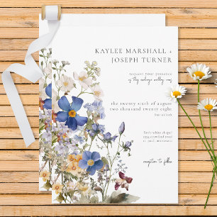 Invitación Flores silvestres de pradera rústica color morado