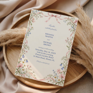 Invitación Flores Silvestres de Prado Bajo Cintas de Color Ro