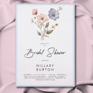 Invitación Flores silvestres de presión moderna ducha azul de