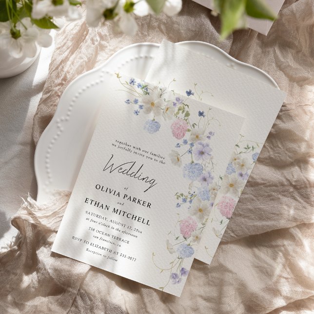 Invitación Flores silvestres de primavera Bodas de rosa púrpu (Subido por el creador)