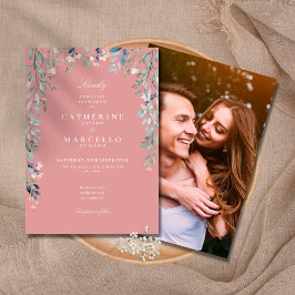 Invitación Flores silvestres de rosa polvorienta Foto floral 