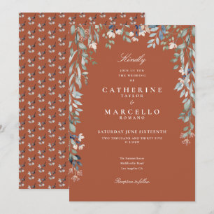 Invitación Flores silvestres de terracota para boda de flora