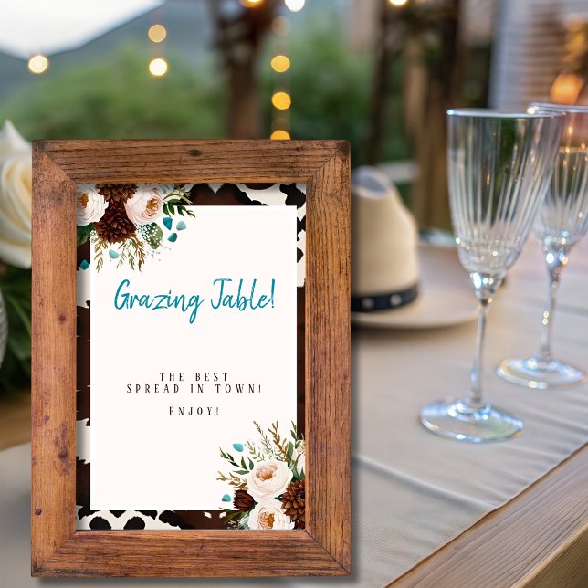 Invitación Flores Silvestres del Oeste Bohemio  Letrero de "M (Western Boho Wildflowers "Grazing Table" Sign)