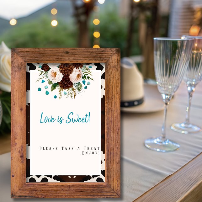 Invitación Flores silvestres del oeste signo boho "El amor es (Western Wildflowers boho "Love is Sweet" Sign)