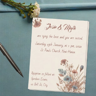 Invitación Flores silvestres delgadas Boda de SImple romántic