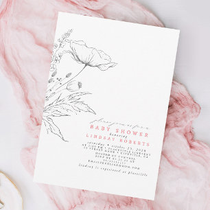 Invitación Flores silvestres dibujadas a mano Elegante Baby S