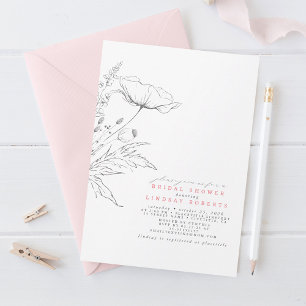 Invitación Flores silvestres dibujadas a mano Elegante ducha