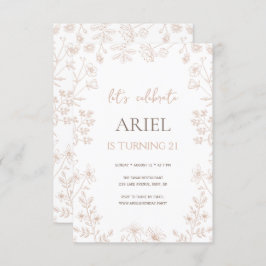 Invitación Flores silvestres dibujando adorables flores en el