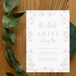 Invitación Flores silvestres dibujando lindos chicas florales