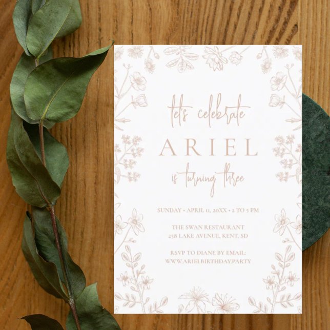 Invitación Flores silvestres dibujando lindos chicas florales (Subido por el creador)