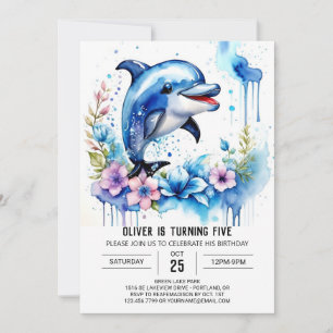 Invitación Flores silvestres Dolphin Magic Birthday