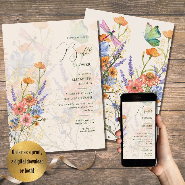 Invitación Flores silvestres Ducha de novia BOHO impreso o di (Subido por el creador)