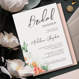 Invitación Flores silvestres, ducha de novia floral verde y n