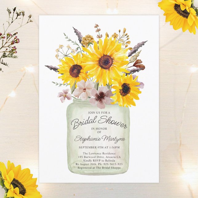 Invitación Flores silvestres Ducha de novias Jar Floral Botán (Subido por el creador)