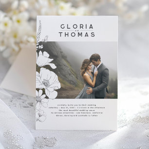 Invitación Flores silvestres elegante Boda moderna foto