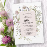 Invitación Flores silvestres Elegante botánico cumpleaños núm<br><div class="desc">Sencilla y elegante, esta encantadora invitación a la fiesta de cumpleaños número 60 tiene un delicado marco de flores silvestres acuáticas que rodea tu texto con un fondo rosado. Es una elección maravillosa para una celebración especial de cumpleaños de un hito para ella. El estilo de moda boho es una...</div>