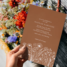 Invitación Flores silvestres elegante ducha de novia Boho Ter