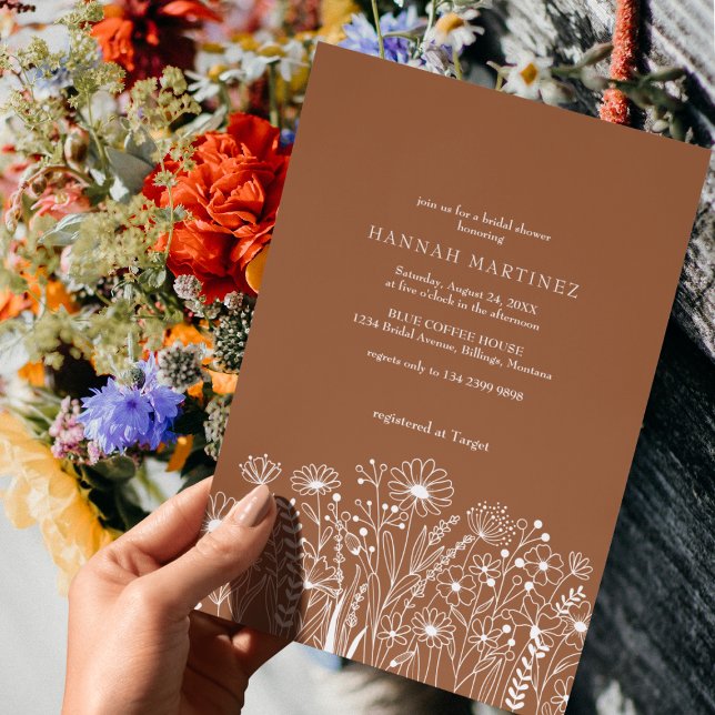 Invitación Flores silvestres elegante ducha de novia Boho Ter (Subido por el creador)