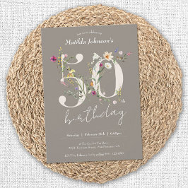 Invitación Flores silvestres Elegante Floral 50 cumpleaños