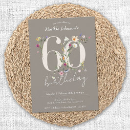 Invitación Flores silvestres Elegante Floral 60 cumpleaños