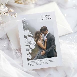 Invitación Flores silvestres elegante foto romántica Boda