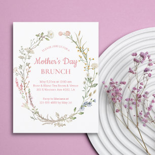 Invitación Flores silvestres elegantes al acuarela, Brunch de