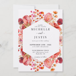 Invitación Flores silvestres elegantes | Boda de fotos ruso