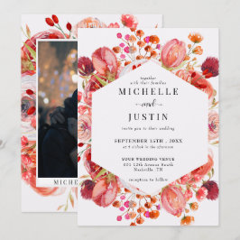 Invitación Flores silvestres elegantes | Boda de fotos ruso