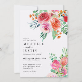 Invitación Flores silvestres elegantes | Boda de fotos ruso